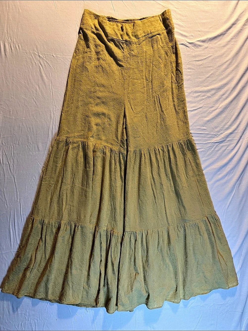 Free People Tiered Wide Leg Pants in Golden Size Large
